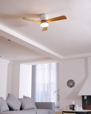 Ventilateur de plafond nordique en bois Ezra avec lumière