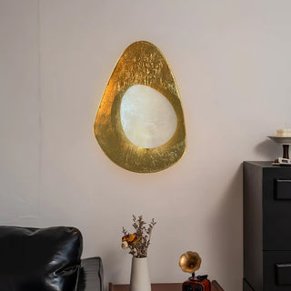Organic Gilded Pebble Alabaster Sconce-Neutral Decor