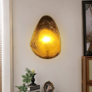 Organic Gilded Pebble Alabaster Sconce-Neutral Decor