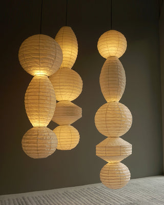 Elthayra Lampe Suspendue Lampe à Lanterne en Bambou Série Naturelle