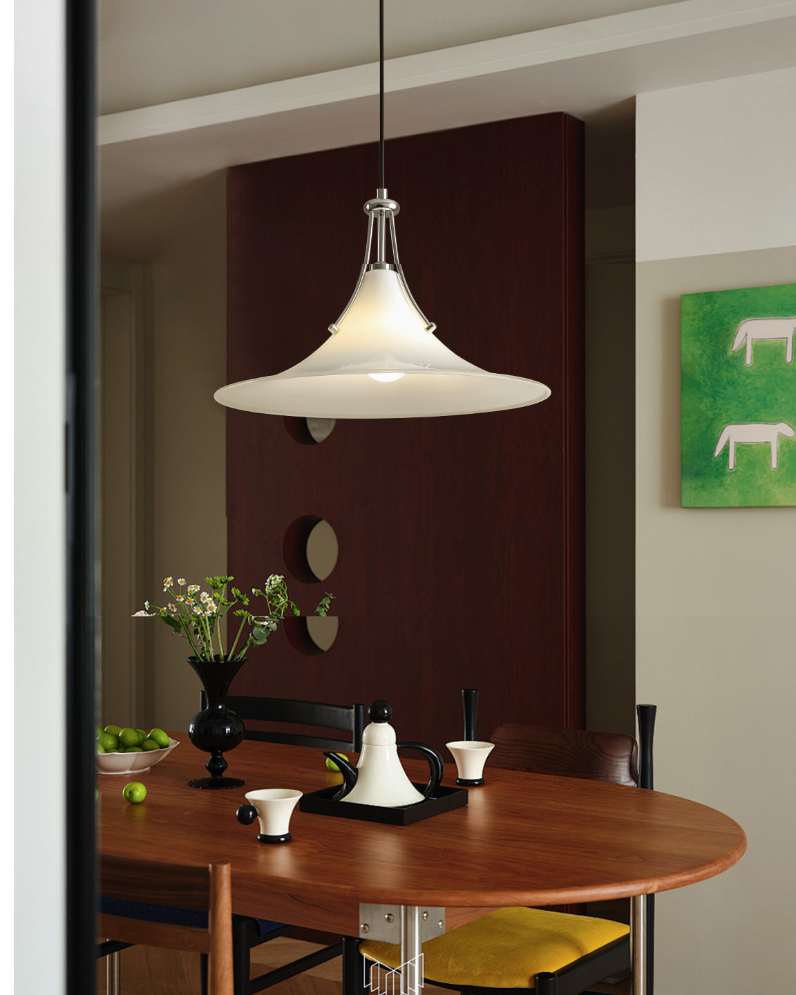 Angled view of the Orient Swing Arm Pendant Light showing its adjustable arm.