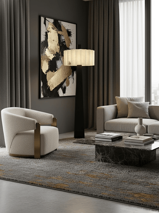 Origami Pleat Alabaster Floor Lamp-Neutral Decor