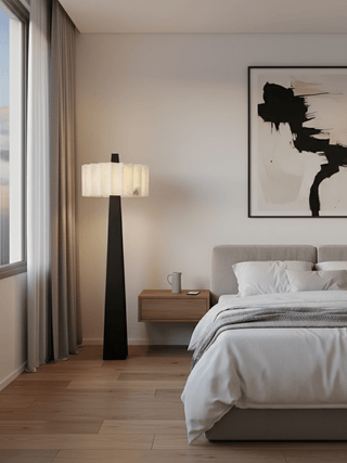 Origami Pleat Alabaster Floor Lamp-Neutral Decor