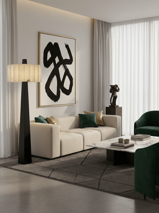 Origami Pleat Alabaster Floor Lamp-Neutral Decor