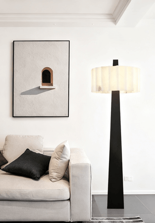 Origami Pleat Alabaster Floor Lamp-Neutral Decor