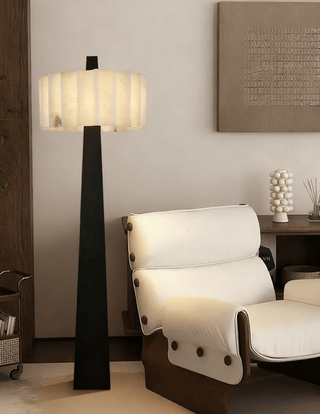 Origami Pleat Alabaster Floor Lamp-Neutral Decor