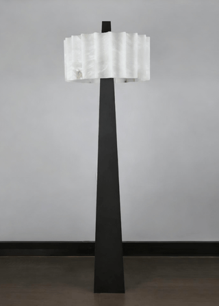 Origami Pleat Alabaster Floor Lamp-Neutral Decor