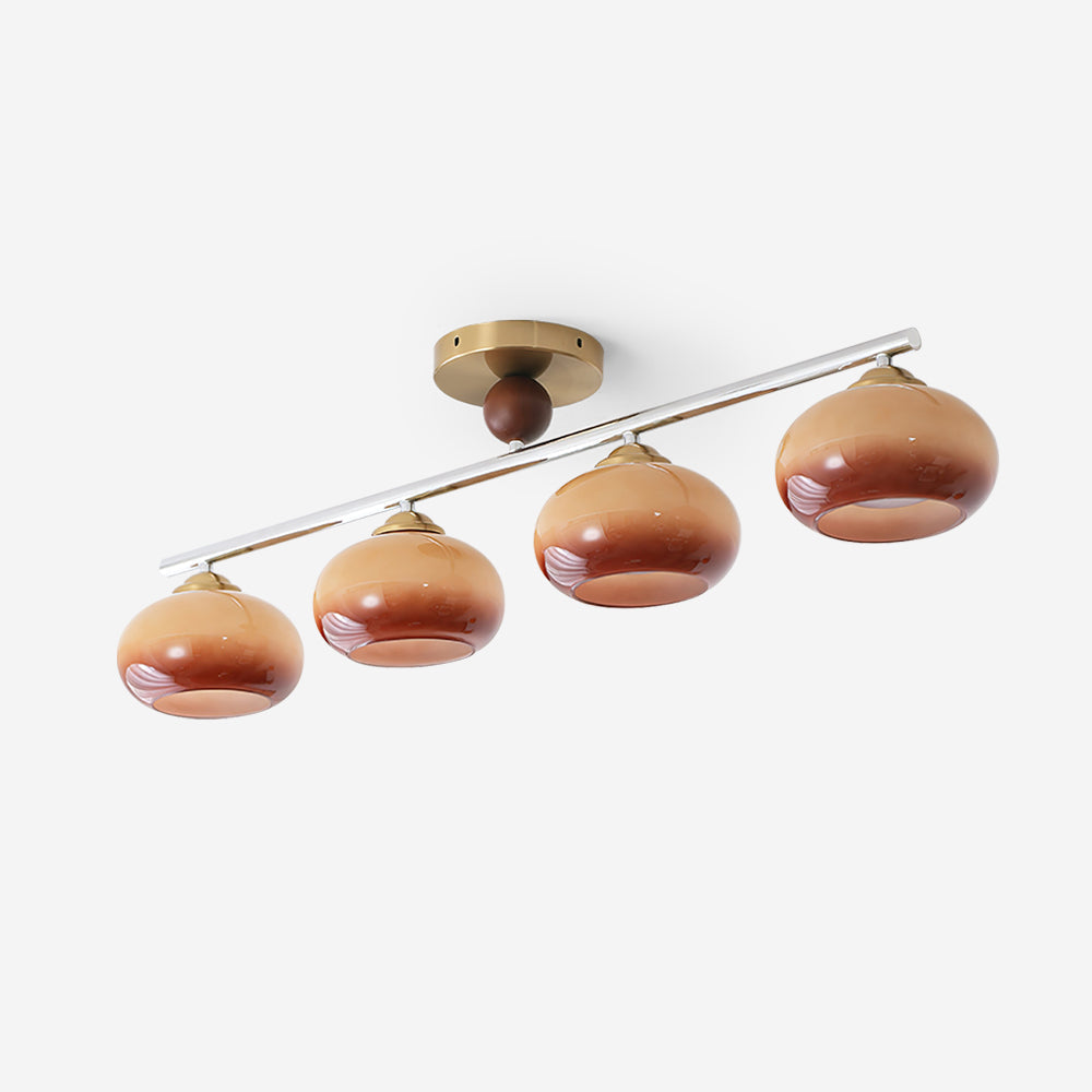 Aubrelle 4-Light Amber Glass Globe Ceiling Fixture-Neutral Decor