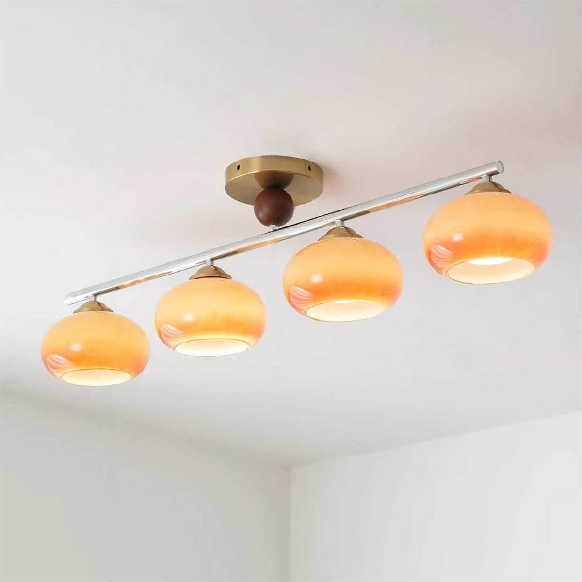 Aubrelle 4-Light Amber Glass Globe Ceiling Fixture-Neutral Decor