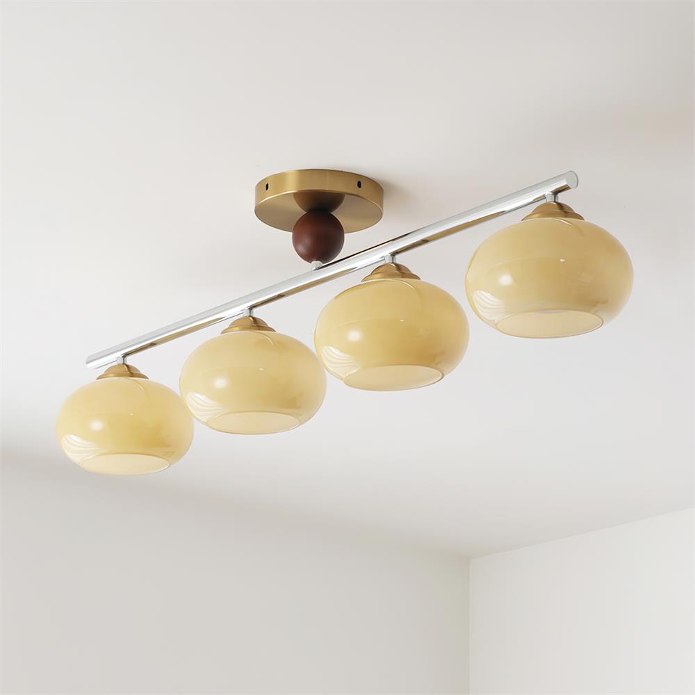 Aubrelle 4-Light Amber Glass Globe Ceiling Fixture-Neutral Decor