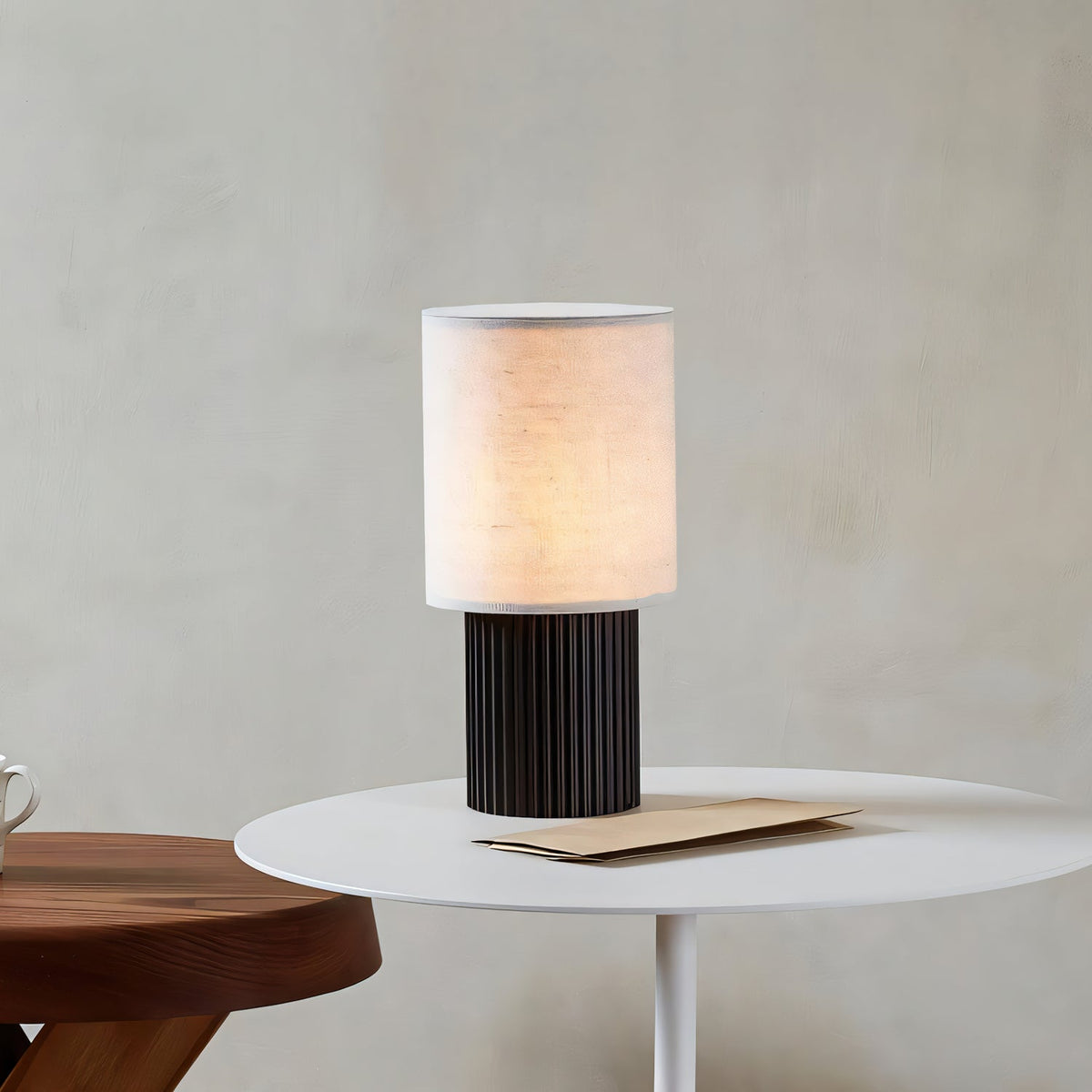Ripples Lampe de Table en Bois Et Tissu