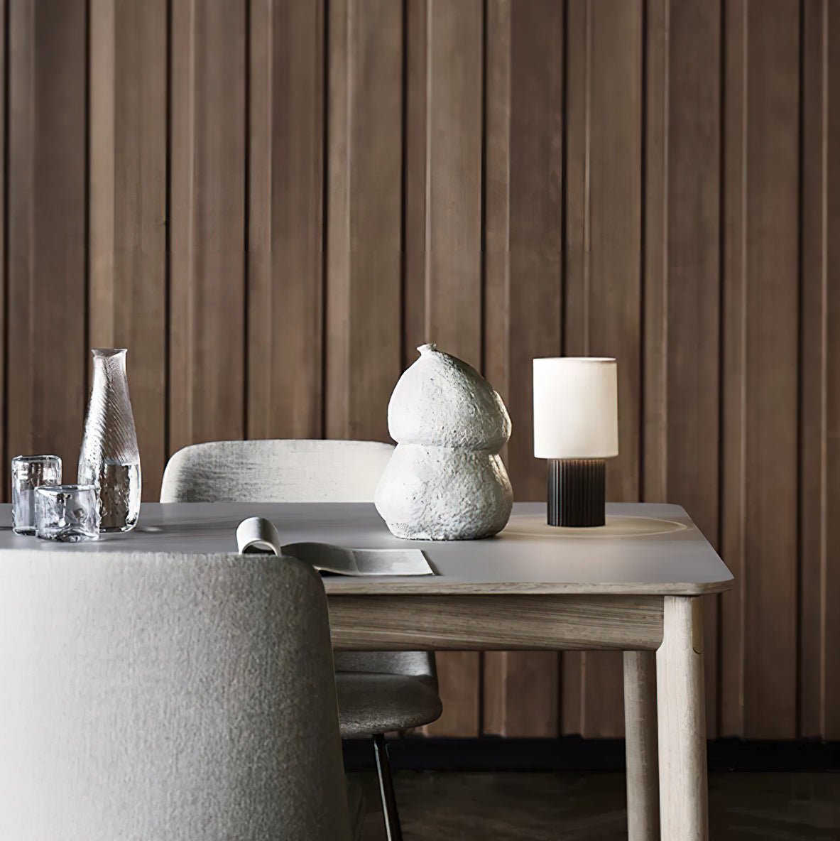 Ripples Lampe de Table en Bois Et Tissu