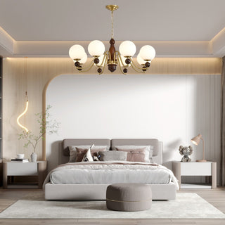 Lustra Lustre Bois Laiton Globe