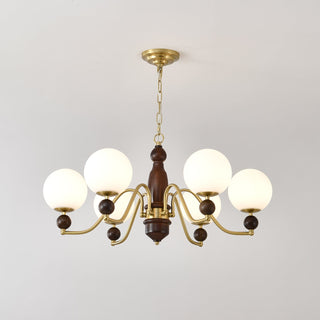 Lustra Lustre Bois Laiton Globe