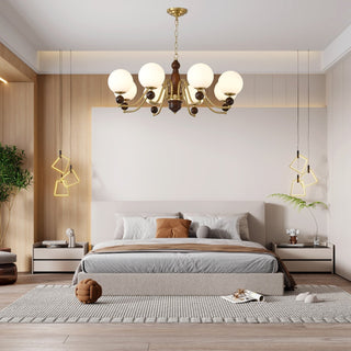 Lustra Lustre Bois Laiton Globe