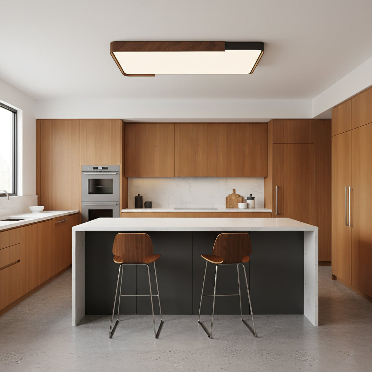 Orren Ceiling Light shown from below, highlighting its geometric form.