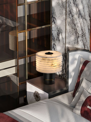 Elmarir Ribbed Alabaster Table Lamp-Neutral Decor