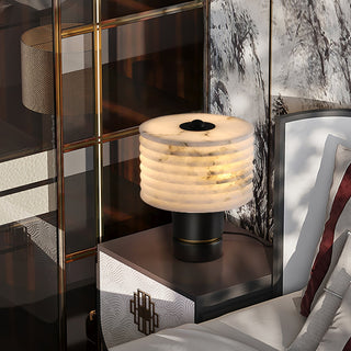 Elmarir Ribbed Alabaster Table Lamp-Neutral Decor