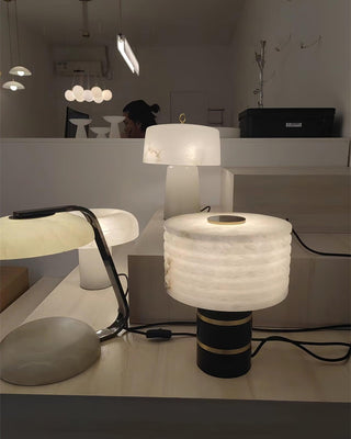 Elmarir Ribbed Alabaster Table Lamp-Neutral Decor