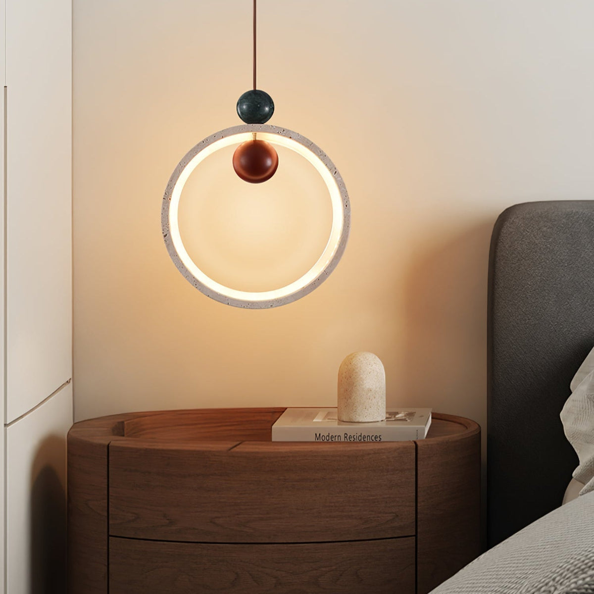 Vovinyra Circulaire Travertin Pendentif Lumière