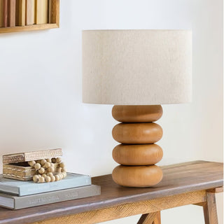 Lild Lampe de Table en Tissu Et Bois de Table