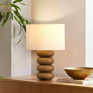 Lild Lampe de Table en Tissu Et Bois de Table