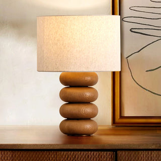 Lild Lampe de Table en Tissu Et Bois de Table
