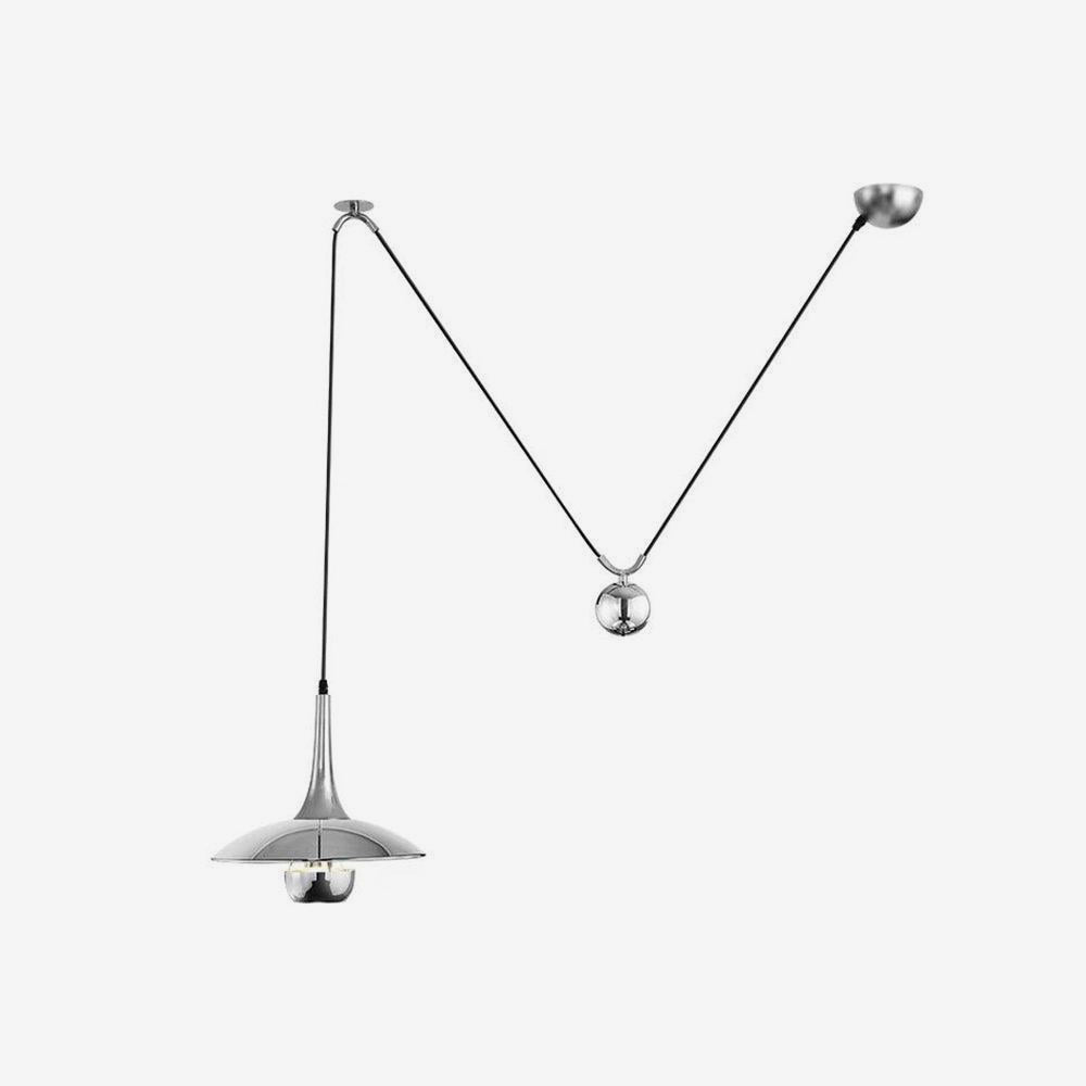 Pendant Lamp Adjustable Pulley Drop Chrome Finish Sleek Modern-Neutral Decor