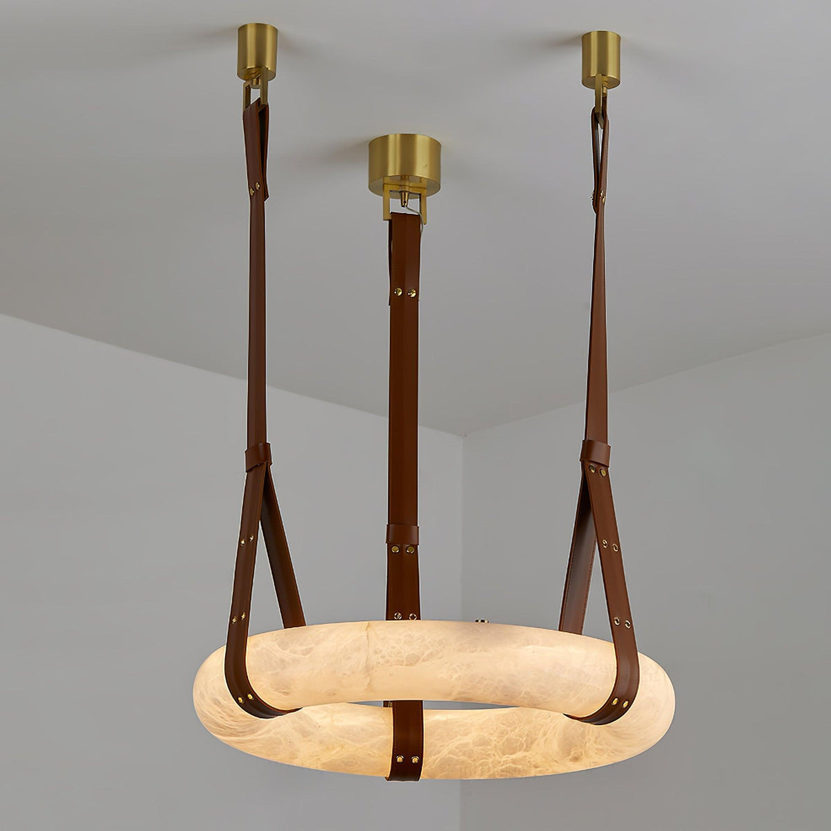 Oslo Pendant Light Alabaster Ring Straps Scandinavian-Neutral Decor