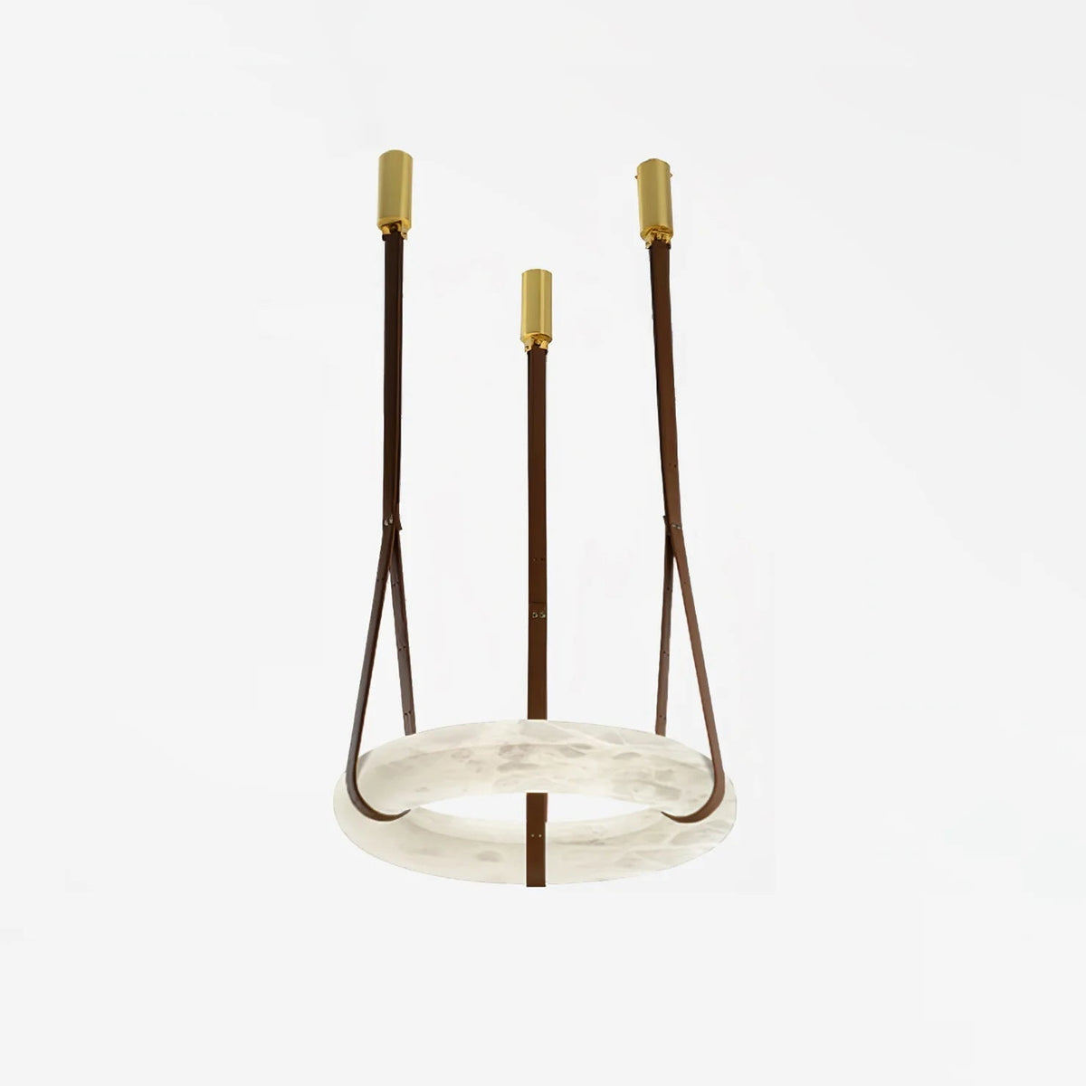 Étoile Pendant Light Chandelier Alabaster Ring Triple Leather-Neutral Decor