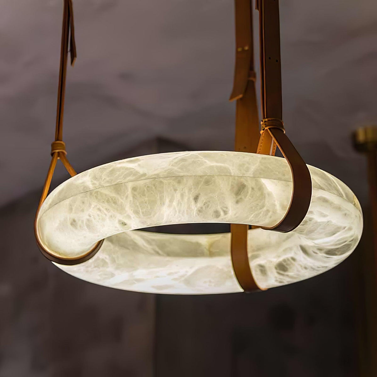 Oslo Pendant Light Alabaster Ring Straps Scandinavian-Neutral Decor