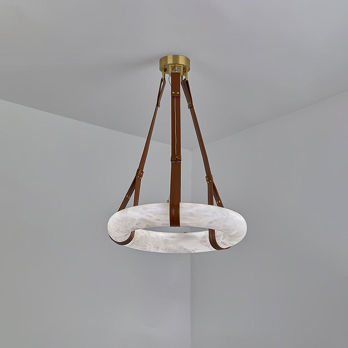 Oslo Pendant Light Alabaster Ring Straps Scandinavian-Neutral Decor