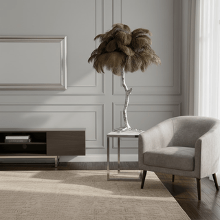 Ostrich Feather Table Lamp-Neutral Decor