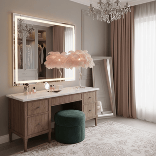 Ostrich Feather Table Lamp-Neutral Decor