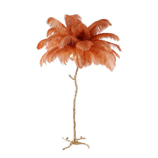 Selis Lampadaire en Laiton avec Plume d'Autruche