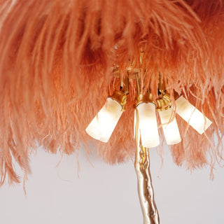 Selis Lampadaire en Laiton avec Plume d'Autruche
