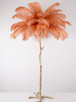 Selis Lampadaire en Laiton avec Plume d'Autruche