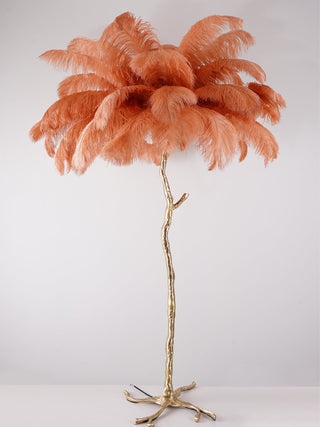 Selis Lampadaire en Laiton avec Plume d'Autruche