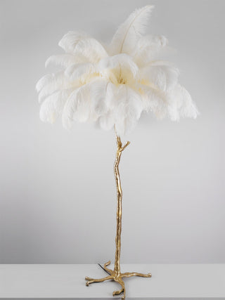 Selis Lampadaire en Laiton avec Plume d'Autruche