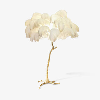 Selis Lampadaire en Laiton avec Plume d'Autruche