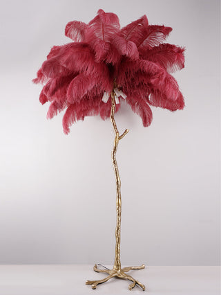 Selis Lampadaire en Laiton avec Plume d'Autruche