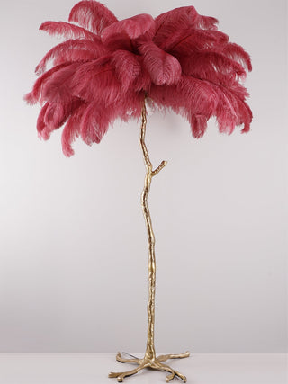Selis Lampadaire en Laiton avec Plume d'Autruche