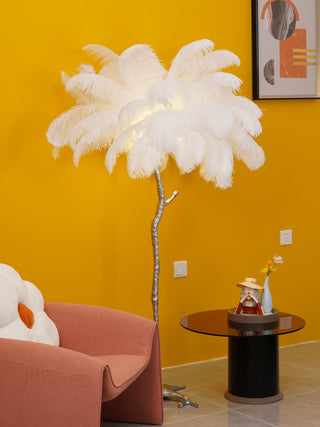 Selis Lampadaire en Laiton avec Plume d'Autruche