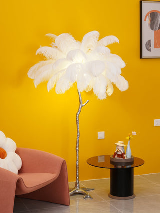 Selis Lampadaire en Laiton avec Plume d'Autruche