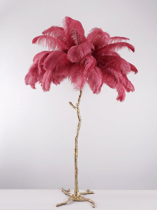 Selis Lampadaire en Laiton avec Plume d'Autruche