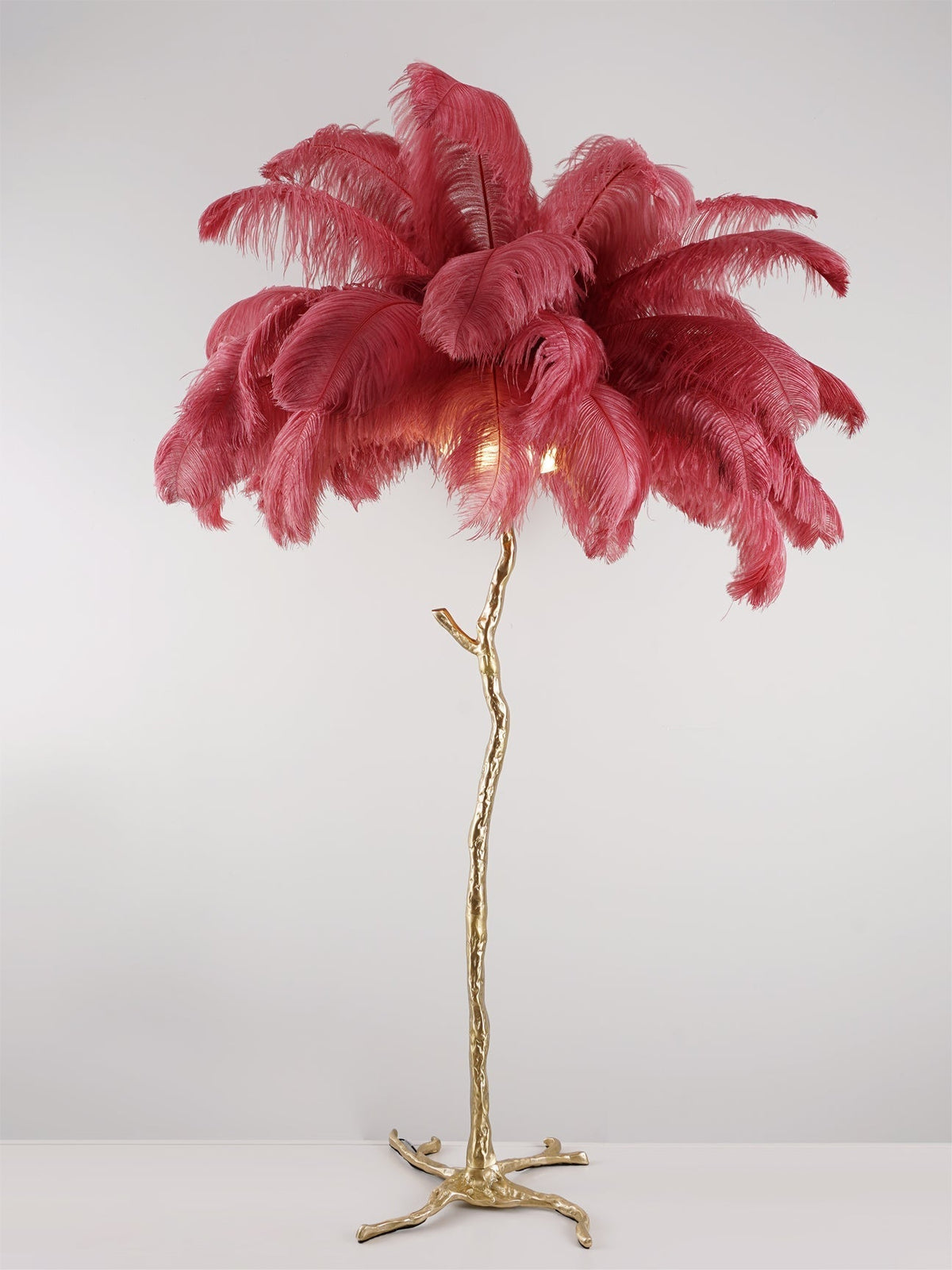 Selis Lampadaire en Laiton avec Plume d'Autruche