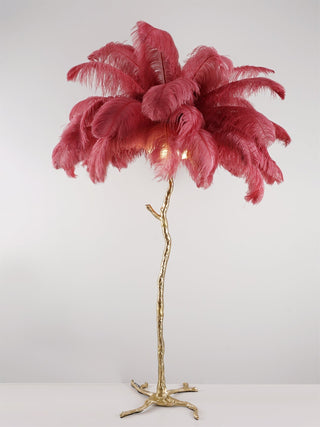 Selis Lampadaire en Laiton avec Plume d'Autruche