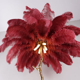 Selis Lampadaire en Laiton avec Plume d'Autruche