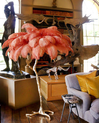 Selis Lampadaire en Laiton avec Plume d'Autruche
