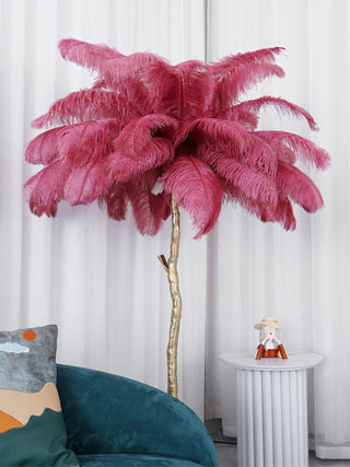 Selis Lampadaire en Laiton avec Plume d'Autruche